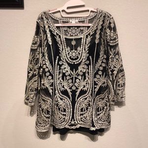 Sheer blouse with sparkly thread